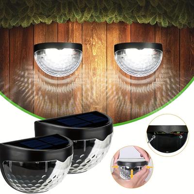 6pcs Solar Fence Lights, Solar Deck Lights,Solar White Lights, Outdoor Solar Lights Decoration for Patio, Yard, Garden Stair and Wall, Black/ White