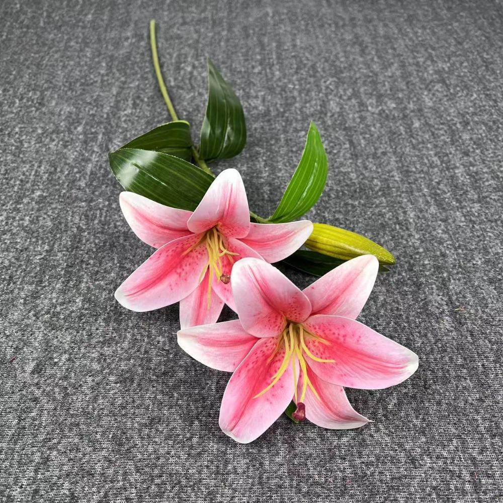 65cm Artificial Lily Flower Silk Wedding Bridal Bouquet New Fake Lily Bouquet  Living Room Decor