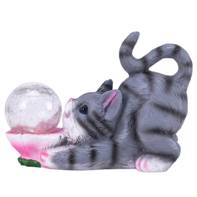 

Solar Cat Hug Seven Color Ball Outdoor Garden Ornament Resin Craft Sculpture Wedding Decorative Piece