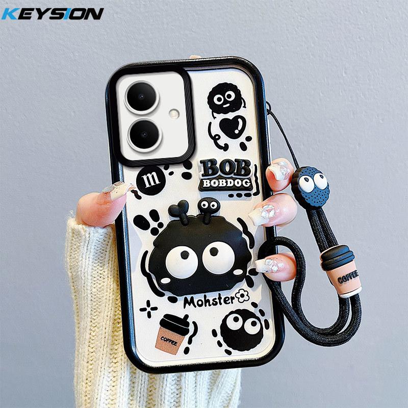 

KEYSION Shockproof Case for TECNO Spark Go 2 with Lanyard Soft Silicone Cute 3D Cartoon Doll Phone Back Cover for Tecno Pop 10 for Spark Go 2