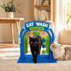 Cat Cleaning Accessories Wash Grooming Station, Self Groomer with Soft Rubbing Brushes, Helper Car Design Massage Scratcher for Indoor Cats Loose Fur