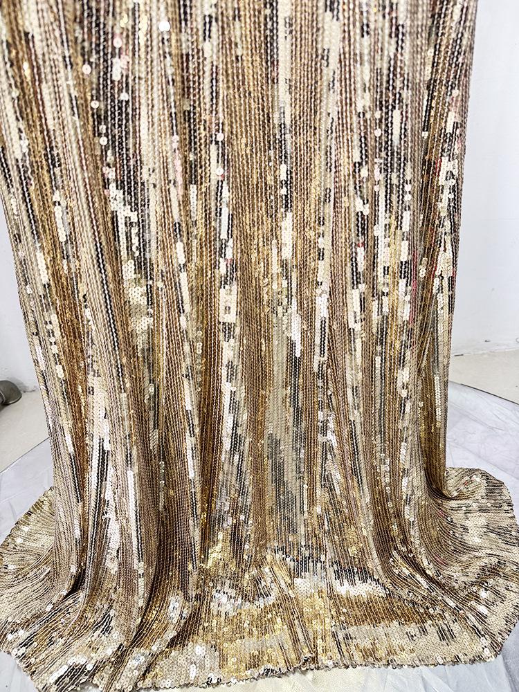 Luxury Gold Sequin Evening Gown with Heavy Beading and Rhinestones - 2026 European & American Celebrity Style