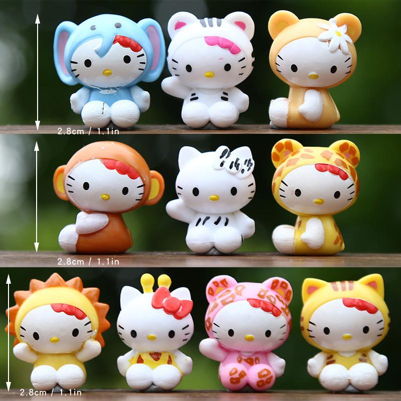 10pcs Creative Animal Design Hello Kitty Pen Cap Set For Desk Decor And Gift