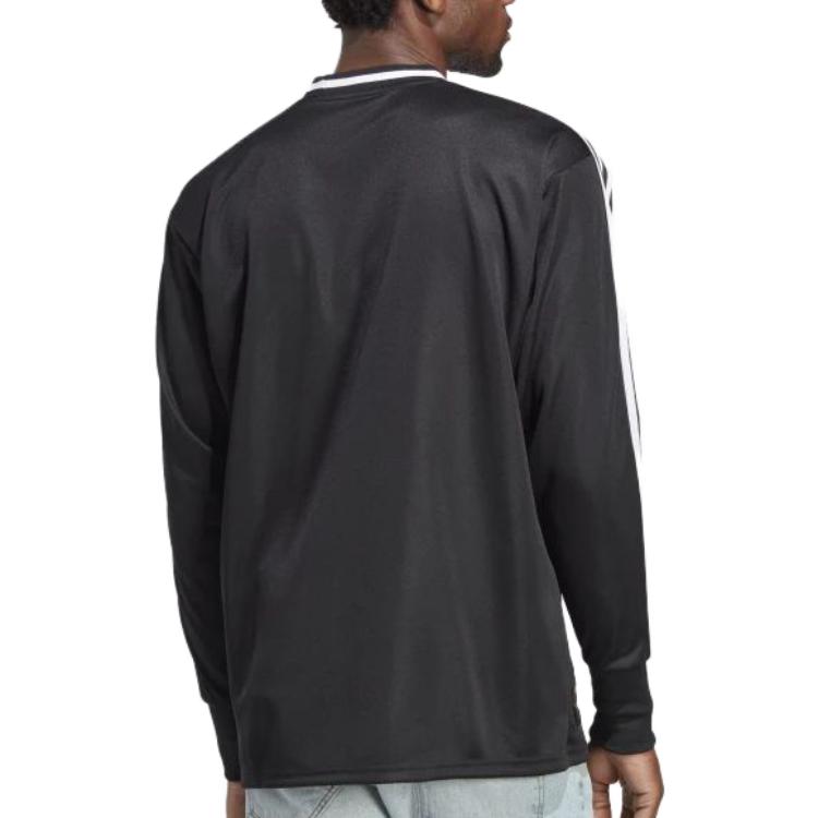 adidas Męski T-shirt z długim rękawem w jednolitym kolorze z logo w paski Czarny HS9804
