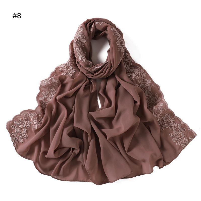 Fashion Lace Stitch Floral Bubble Chiffon Hijab Ramadan Beach Cover Shawls Women Sunscreen Headscarf Outdoor Windproof Head Wrap