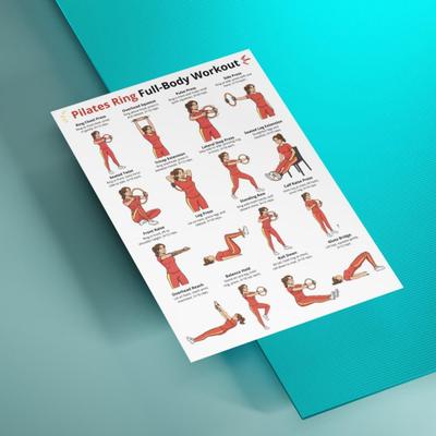3 ks Kruh pro Pilates Cvičební tabulka 10x8 palců Bezrámový plakát Zlepšení cirkulace Pilates Cvičební plán pro začátečníky Starší osoby Flexibilita