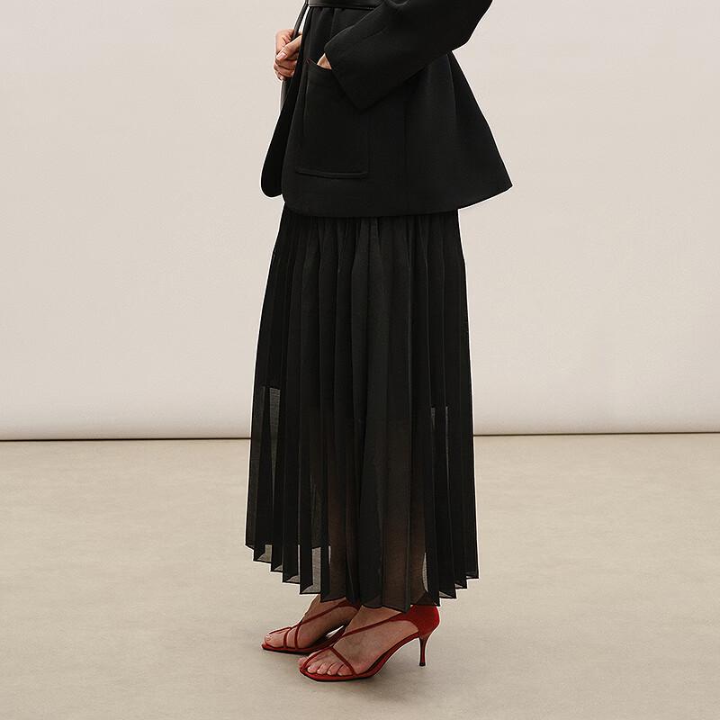 Less 2026 Spring Loose Pleated Maxi Skirt