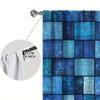 2pcs Retro Blue Mosaic Tiles Printed Curtain for Home Decor - Rod Pocket Window Treatment for Bedroom, Office, Kitchen