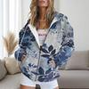 Womens Floral Print Hooded Zip-Up Sweatshirt Casual Oversized Long Sleeve Top Fall 2025
