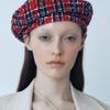 Pussy Lady TWEED BERET IN NAVYRED