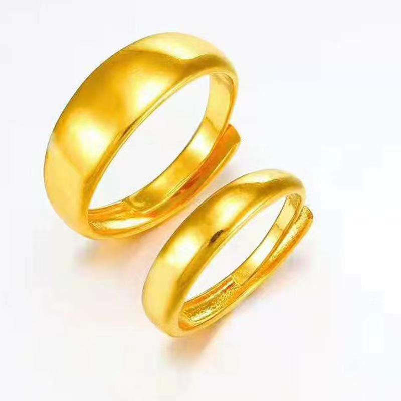 

Gold Trendy Sand Plated Copper Rings For Couples Featuring Dazzling Motifs Starry Female Smooth Ring