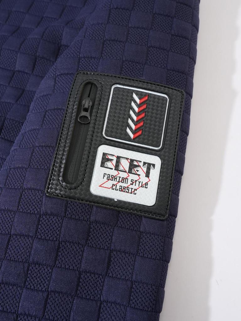 Men's Tactical Fleece Plaid Zipper Hoodie with Stand Collar