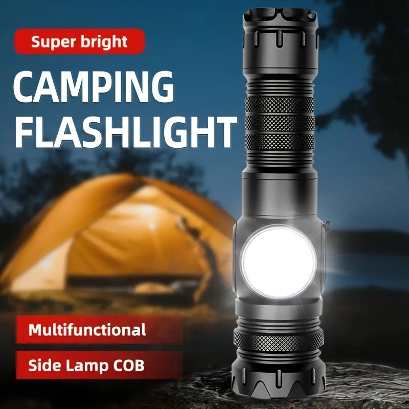 6800mAh LED multifunctional rechargeable flashlight with adjustable focus nine speed COB with red light for outdoor camping, hunting equipment