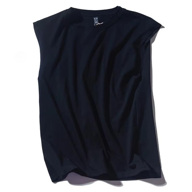 Men's Solid Color Vest Casual Sports Men Pure Cotton Round Neck Sleeveless T Shirt Vest Man Tank Tops Tees