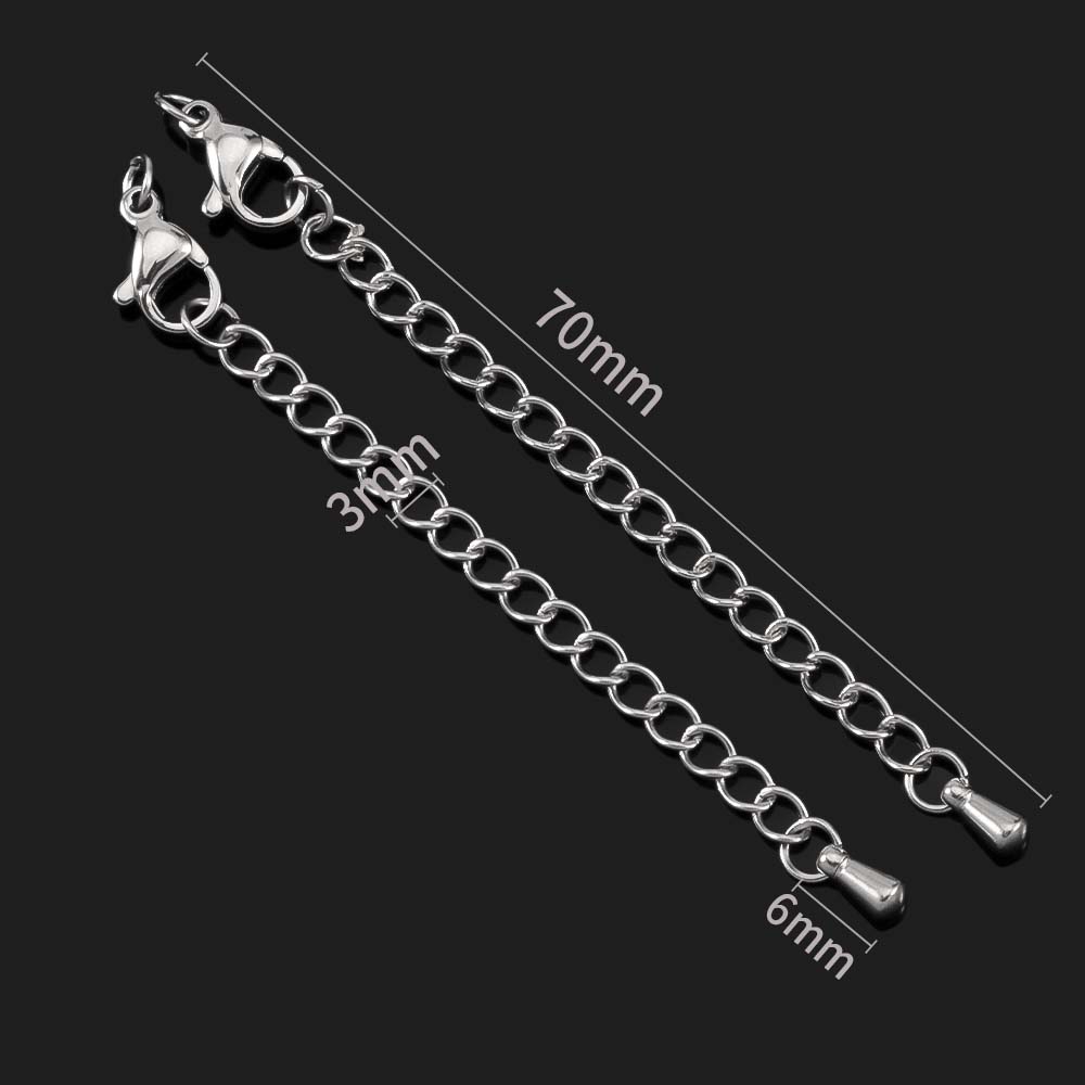 5pcs Extension Tail Chain with Lobster Clasps Stainless Steels Extended Chain for DIY Bracelet Necklace Connector Jewelry Making