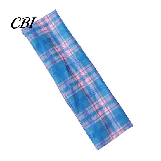 Exercise Sweat Wicking Band American Retro Style Headband, Plaid Print Stretchy Hair Band, Wide Fitness Headband Bundle Design Hot Girl Casual