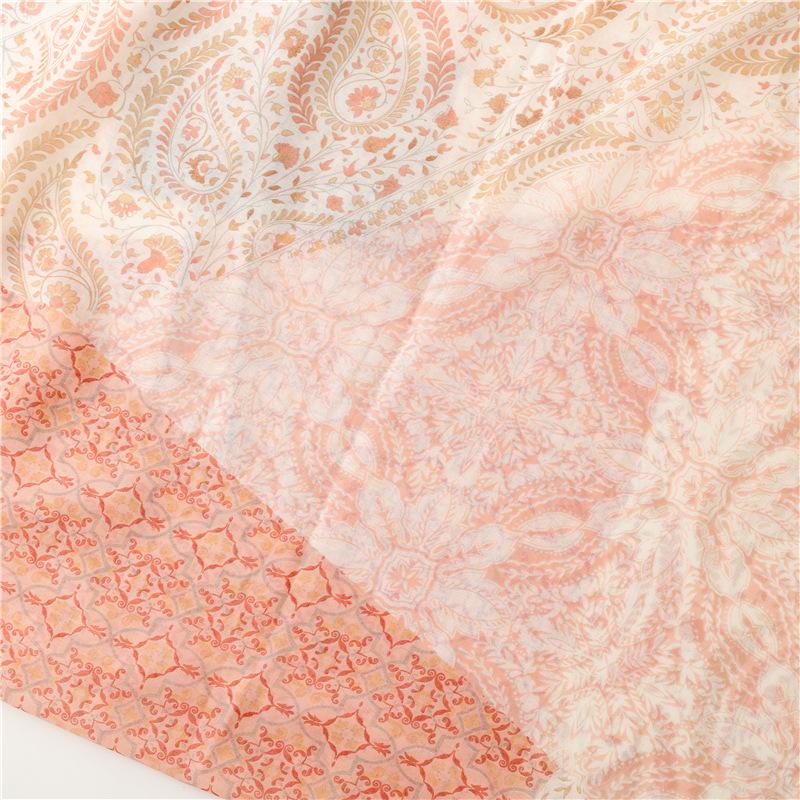 Yitao Women's Ethnic Cotton-Linen Scarf: Orange Wheat Ear Tassel Design, Ideal for Travel, Beach, or Shawl Use