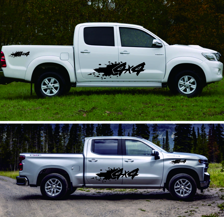 Car Side Door Trunk Decoration Decals 4X4 Off Road Pickup Graphics Sticker Black