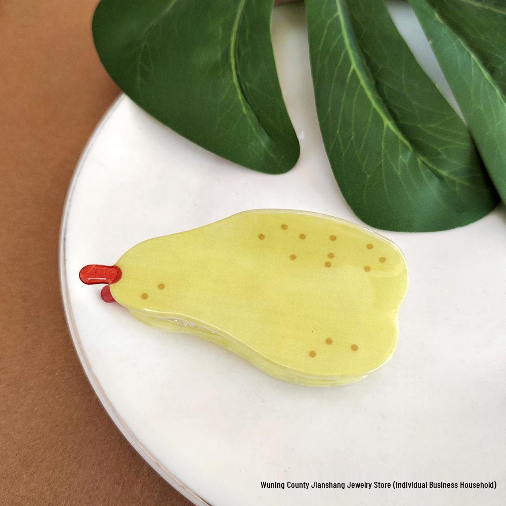 Korean Acetate Large Fruit Claw Clip for Updo - Gourd, Peach, Pear Hair Accessory