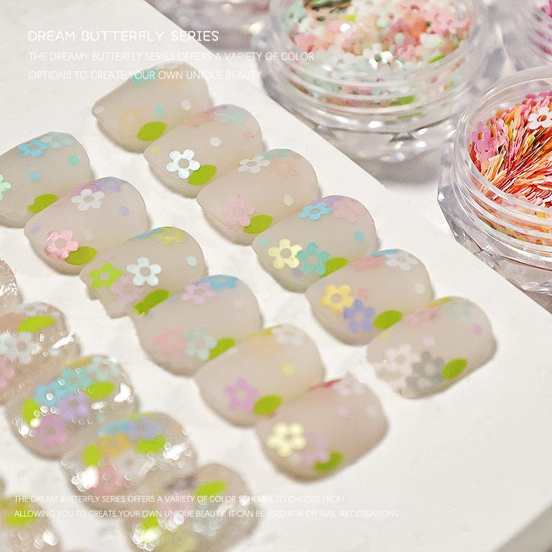 1 Jar Hollow Out Flowers Nail Art Glitter Mini Sparkling Flakes Nail Sequins Nail Art Decoration,Manicure Tips Charms For Women