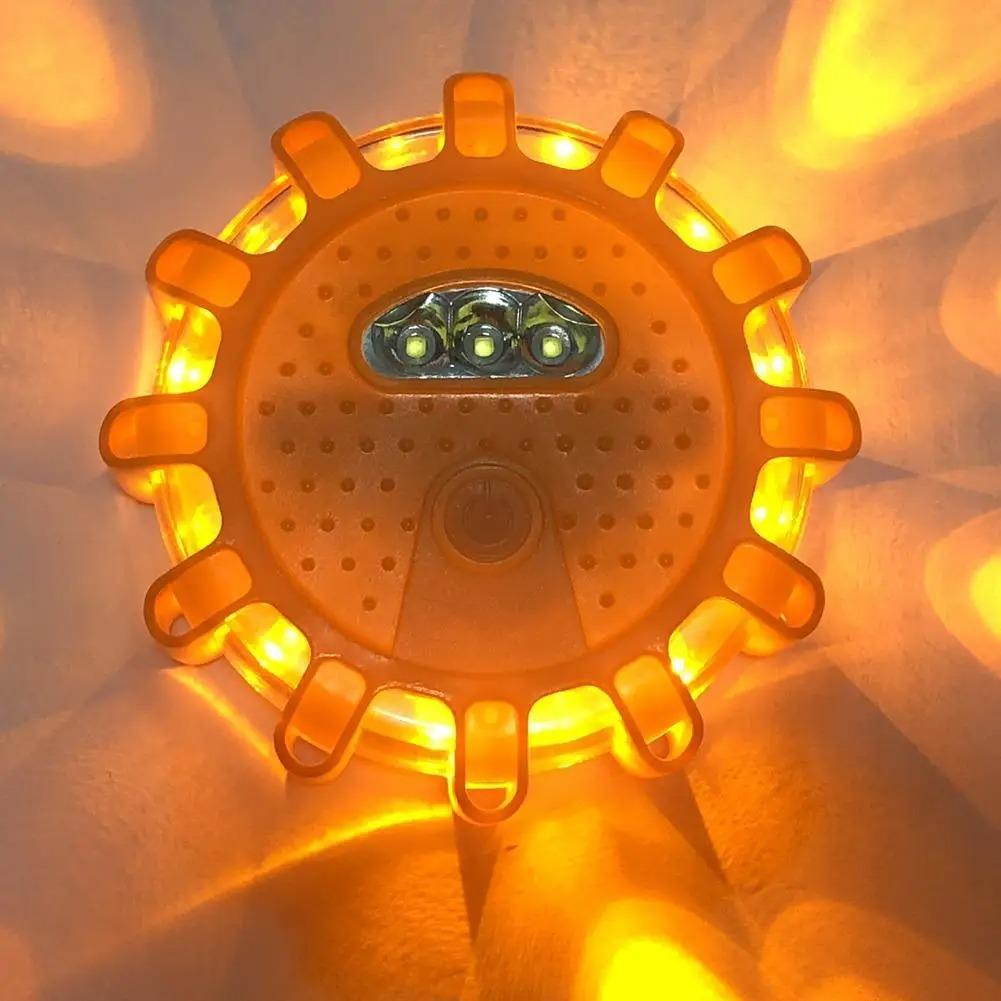 LED Road Flares Safety Flashing Warning Light Roadside Flare Emergency Discs Beacon Magnetic Base Car Motorcycle Bicycle Design