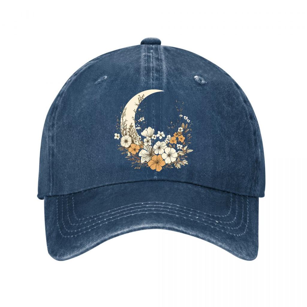 Vintage květinový měsíc plátno nástěnné umění vybledlá baseballová čepice venkovní pro ženy Unisex FeUnisex