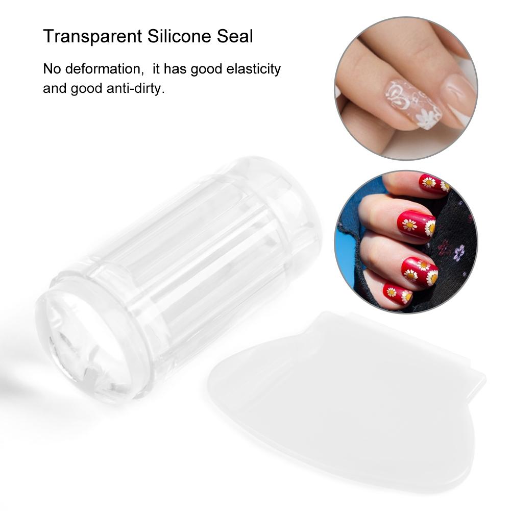 Transparent Silicone Nail Polish Head Stamper Scraper Nail Art Tool (Transparent White)