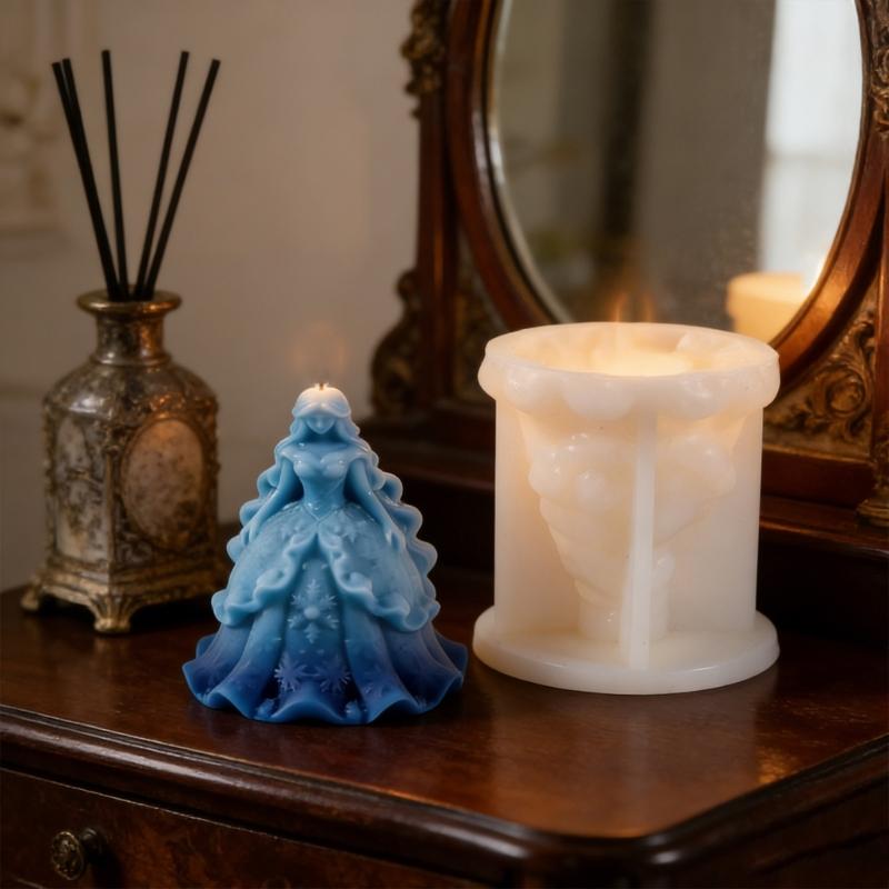 Flower Princess Dress Silicone Candle Molds Temperature Resistant for Making Candle Soap Chocolate Wedding Decoration