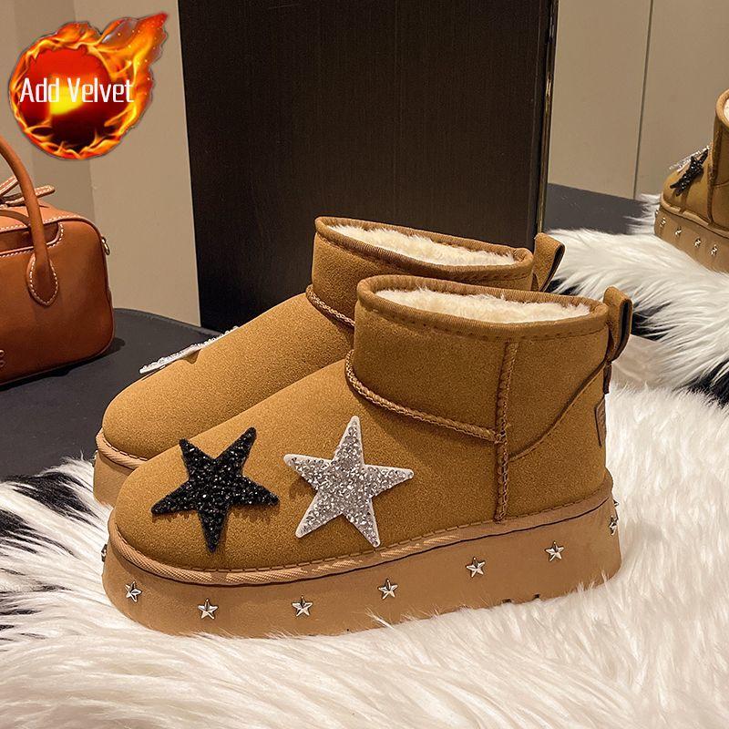 Fashion Round Toe Platform Women's Snow Boots Winter Plush Ladies Shoes Fashion Non Slip Y2k Boot New Rock Hot Chic and Elegant Booties