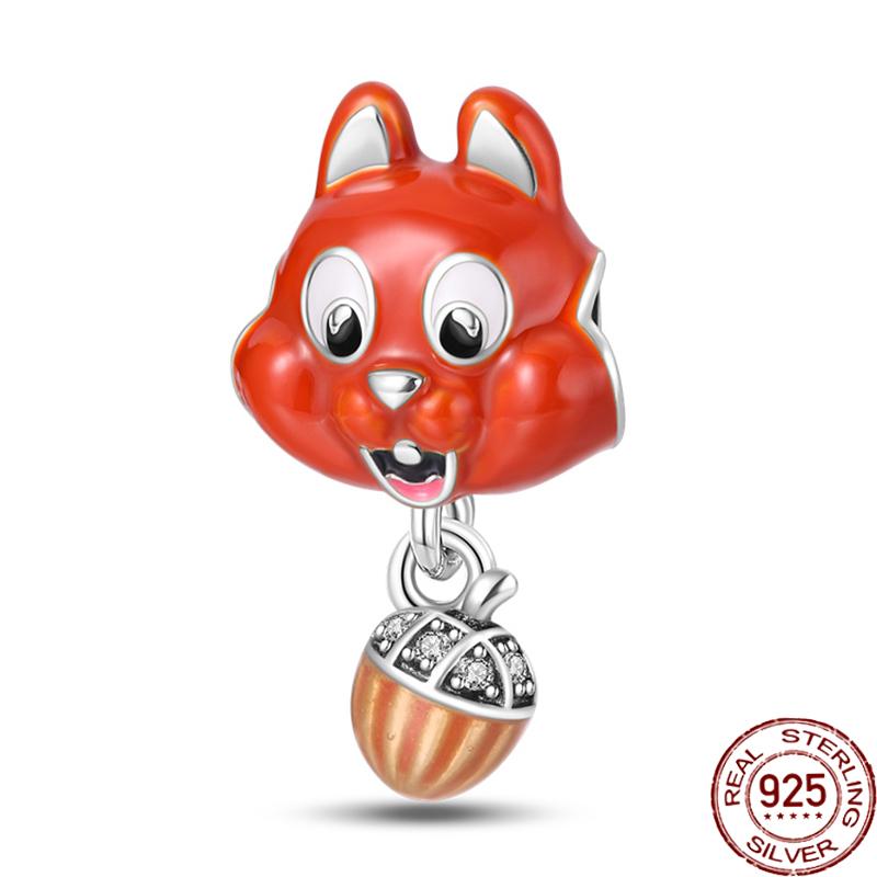 Copper Autumn Brown Music Squirrel Scarecrow Pumpkin Maple Leaves Charm Bead Women'S Bracelets Diy Jewelry Gift