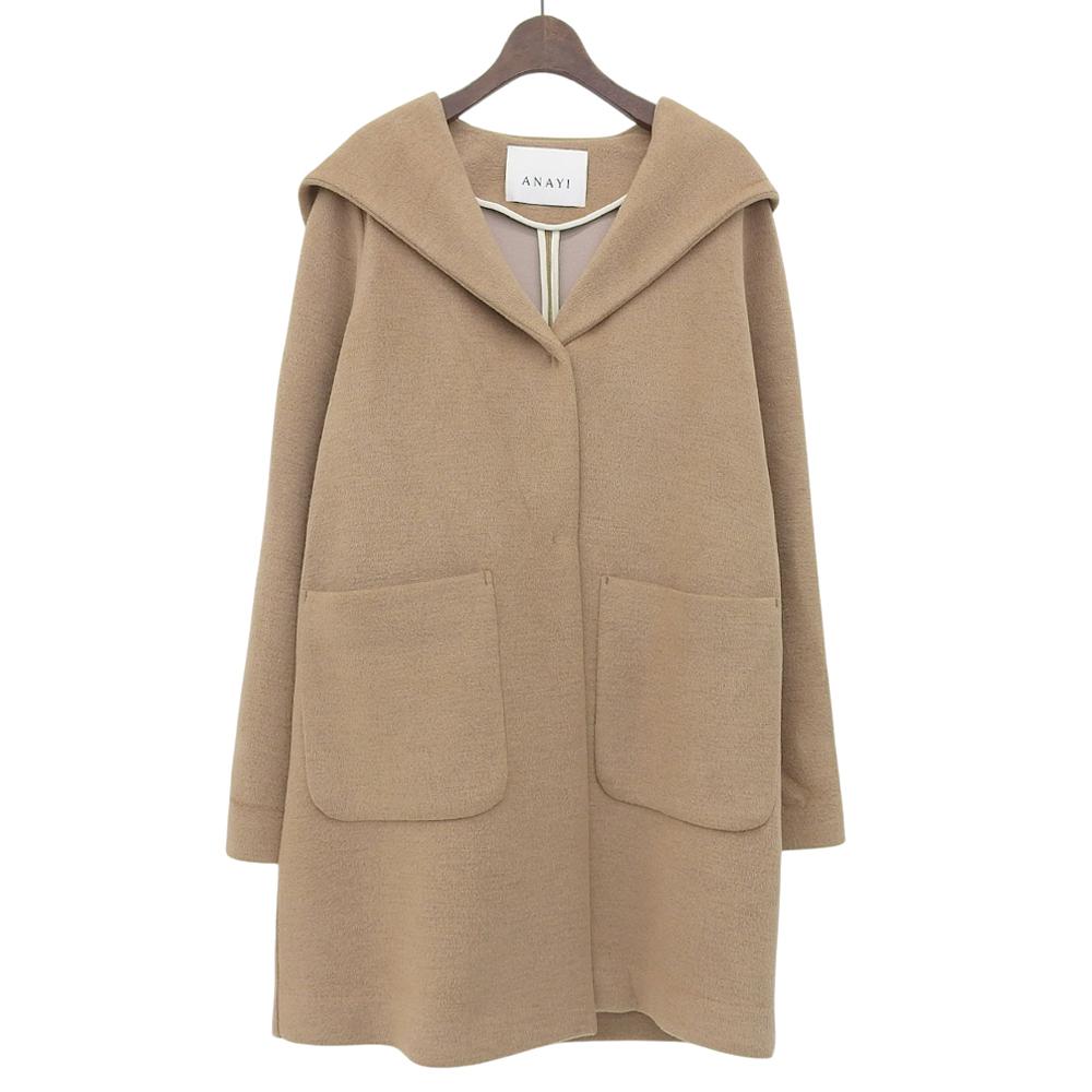 ANAYI Beautiful large collar hoodie coat, women's, beige, size 38, 2021 coat 38 beigeUsed