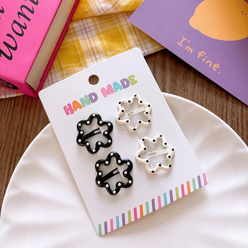 Polka Dot Hair Clip Black and White Color Clip Girl Versatile Bangs Clip for Short Hair Accessory