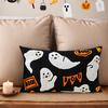 Halloween Pillowcases Embroidery Ghost Throw Pillow Covers Ghosts Embroidered Pillow Cases for Indoor Outdoor Home Sofa Decor