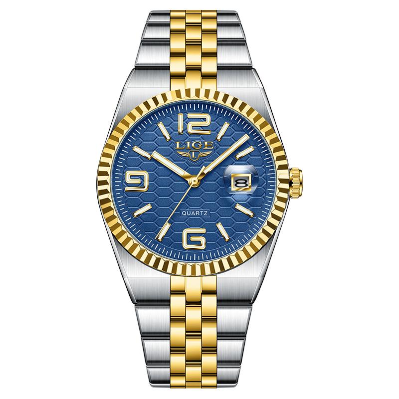 LIGE Business Mens Watches Elegant Quartz Wristwatches 30M Waterproof Luminous Steel Fashion Watches Mens Gifts Reloj Hombre