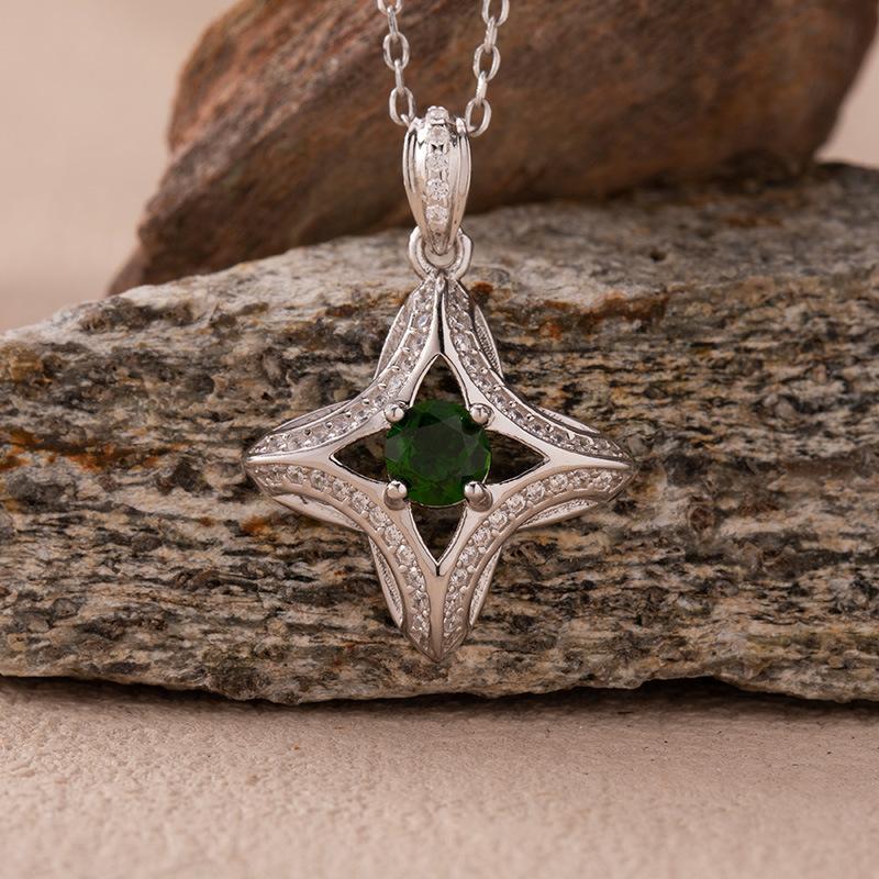 Natural Sapphire Diopside Topaz Aquamarine Colored Treasure Necklace Women'S S925 Silver Star Pendant