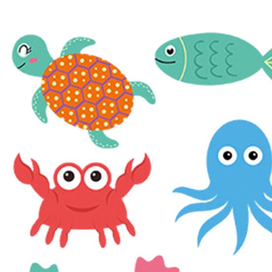 Yousheng Leuchtende Wandaufkleber, Selbstklebende Unterwasser-Tieraufkleber mit Schildkröten, Clownfischen, Tintenfischen, Leuchtende Wandaufkleber für Kinderzimmer