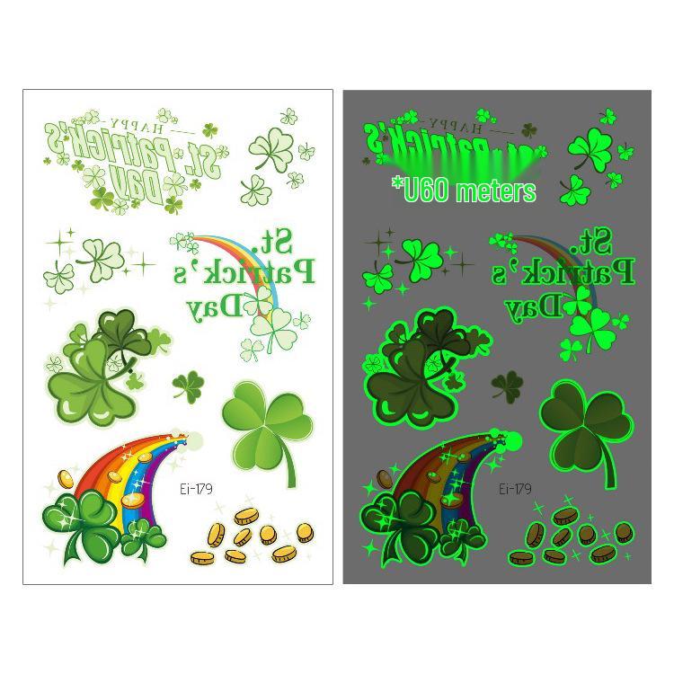 Luminous Green Shamrock Face Sticker for St. Patrick s Day 120x75 mm