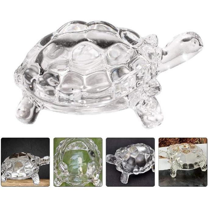 WINOMO Crystal Turtle Feng Shui Statue - Clear Crystal Turtle for Aquarium, Peace, Prosperity and Positive Energy Decoration
