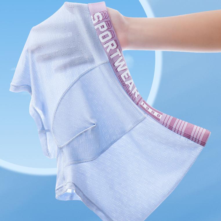 4pcs Youth Underwear Breathable Mesh Ice Silk Underwear Summer Underwear Boxer Shorts Boxer Brief