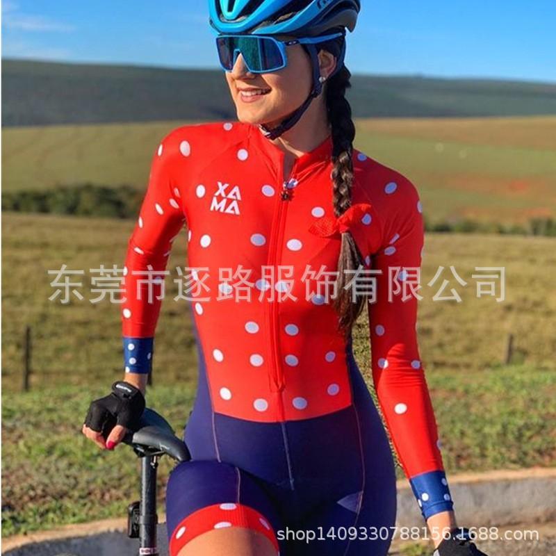 Womens Long Sleeve Triathlon Bodysuit Cycling Suit With Moisture Wicking Mesh Fabric Use