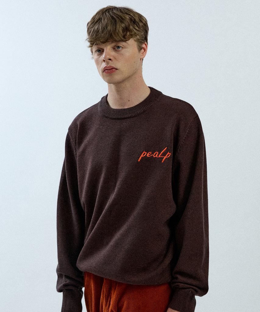 Pilpeu Hand-Embroidered Logo Knit Sweater 20(Charcoal)