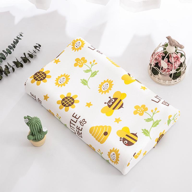 Natural Children Latex Pillow Soft Cotton Cartoon Kids Neck Support Gift For Toddler Preschool Baby Bedding