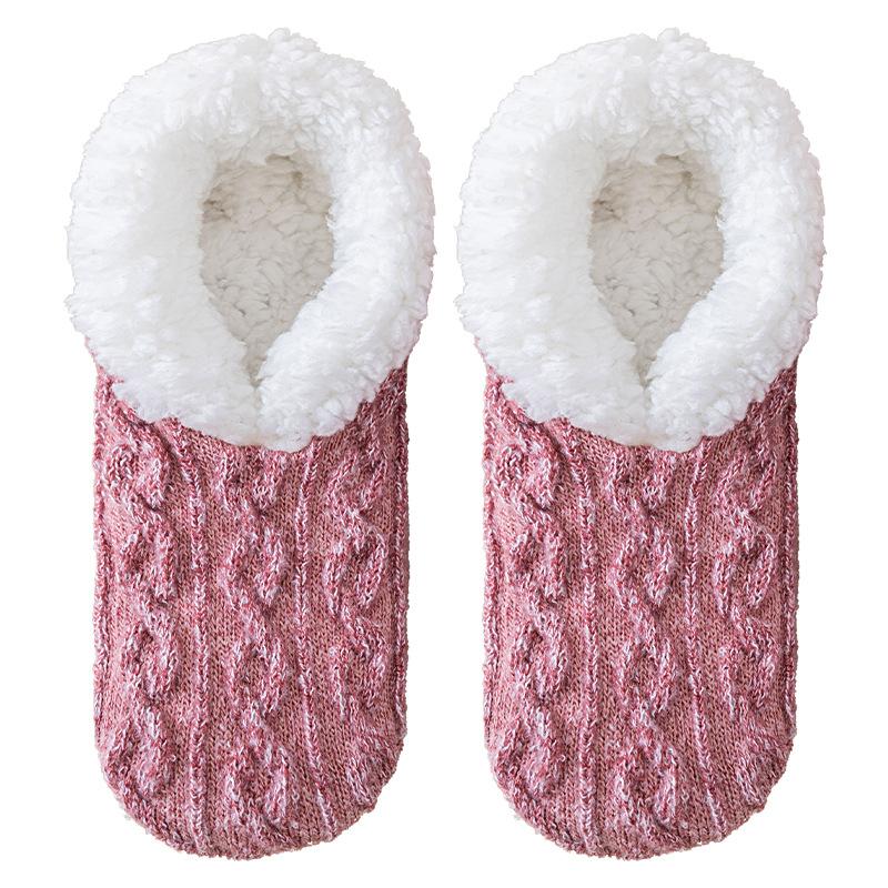 Winter and Autumn Lamb Fleece Floor Socks for Women - Thickened and Insulated for Warmth and Comfort - Glued Anti-Slip Warm Feet Sock Pouch