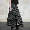 ELLE French Irregular Fashion Design Loose Versatile Slimming Plaid Midi Skirt A-Line Casual Long Skirt Women skirts ER50964