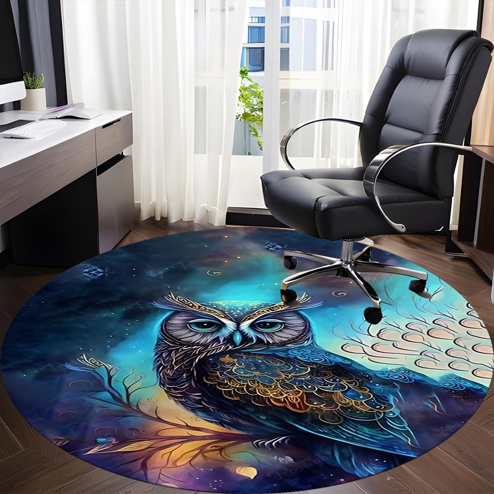1pc Fantasy Owl Artwork Chair Carpet for Office, Non-slip, Soft and Durable Office Rug for  Decoration, Perfect for Office yy251229180