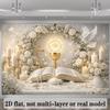 Sacrament of Communion Backdrop, Holy Eucharist Theme with Golden Chalice and White Roses for Photo Booth
