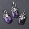 1pc Moon, tribal style pendant, natural stone,Tiger Eye,Jades,Crystal Stone Fashion Pendant Charm For Jewelry Making 26*52MM