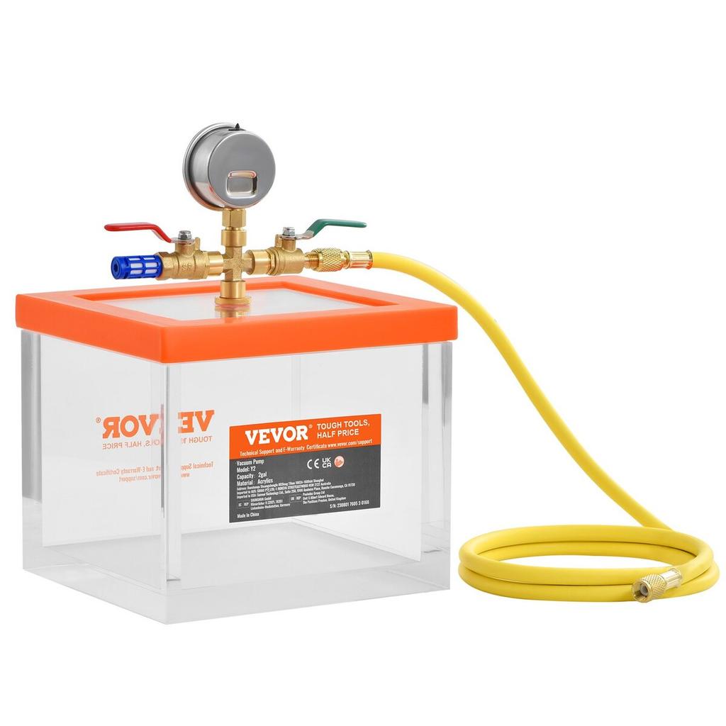 2 Gallon Vacuum Chamber, Upgraded Multipurpose Acrylic Vacuum Degassing Chamber, Transparent Vacuum Chamber, for Resin Degassing, Silica Gel