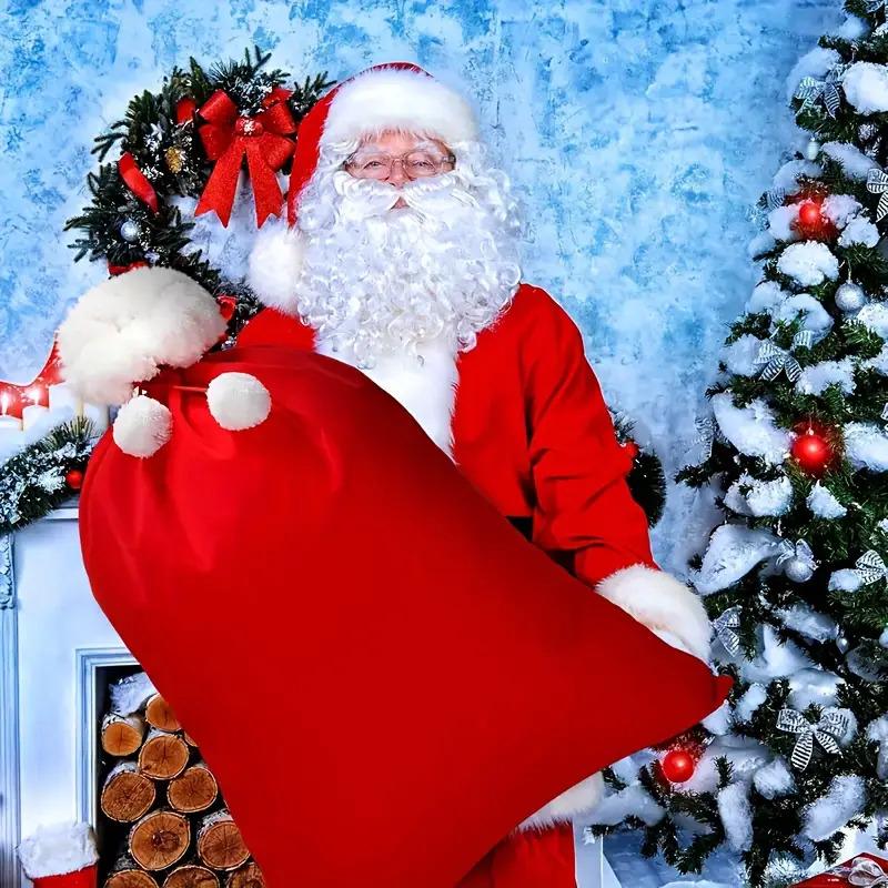 65x48CM Santa Claus Bags Gifts Holder Large Presents Sack with Drawstring Christmas Eve Surprise Toys Storage Decorations