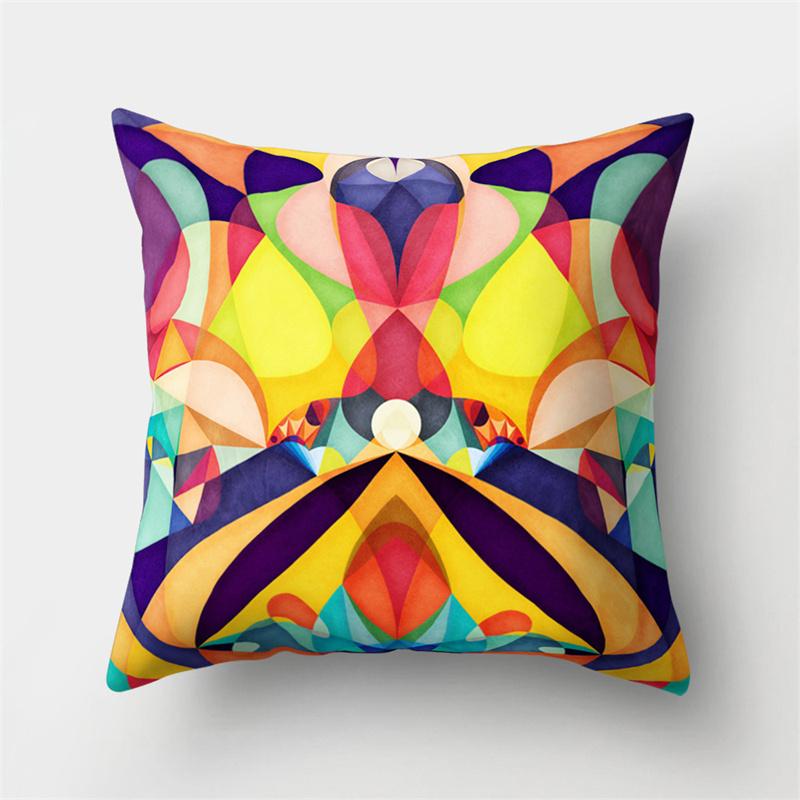 45x45cm Colorful Abstract Geometric Pillowcase Peach Skin Living Room Sofa Office Seat Car Cushion Cover Home Decoration